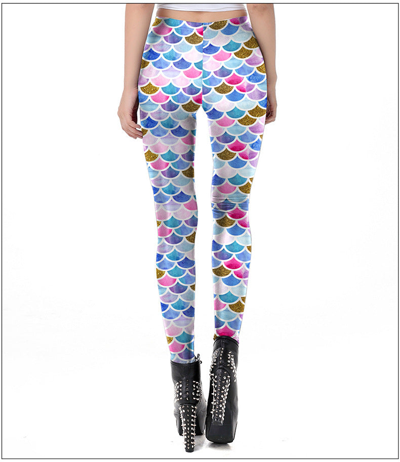 Cropped High Elastic Slim Fit Slimming Scale Printed Tapered Leggings