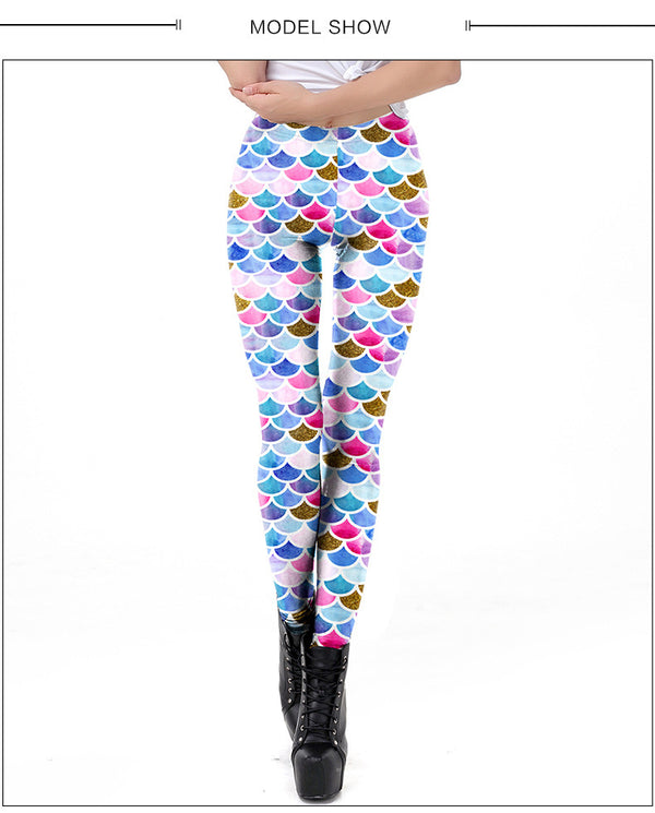 Cropped High Elastic Slim Fit Slimming Scale Printed Tapered Leggings