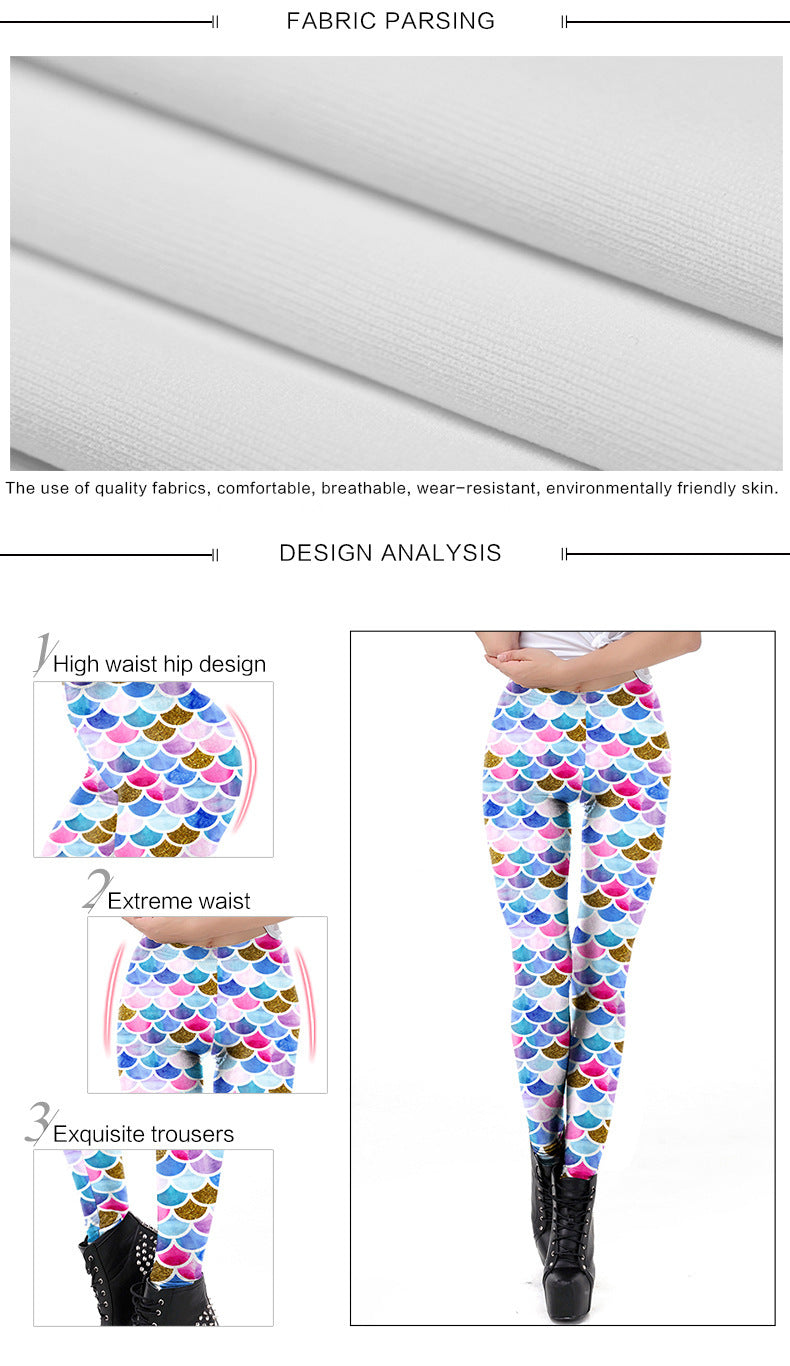 Cropped High Elastic Slim Fit Slimming Scale Printed Tapered Leggings